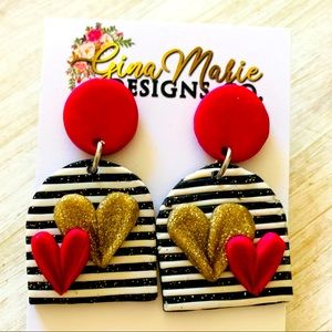 Valentines heart polymer Clay Earrings